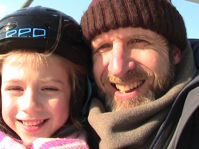 Ania and dad on the ski lift